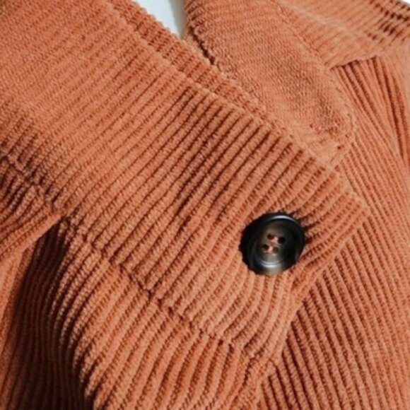 πCozy Chic Caramel Corduroy Button-Down Shirt Shacket Long Sleeve Boho Layering - Picture 8 of 14